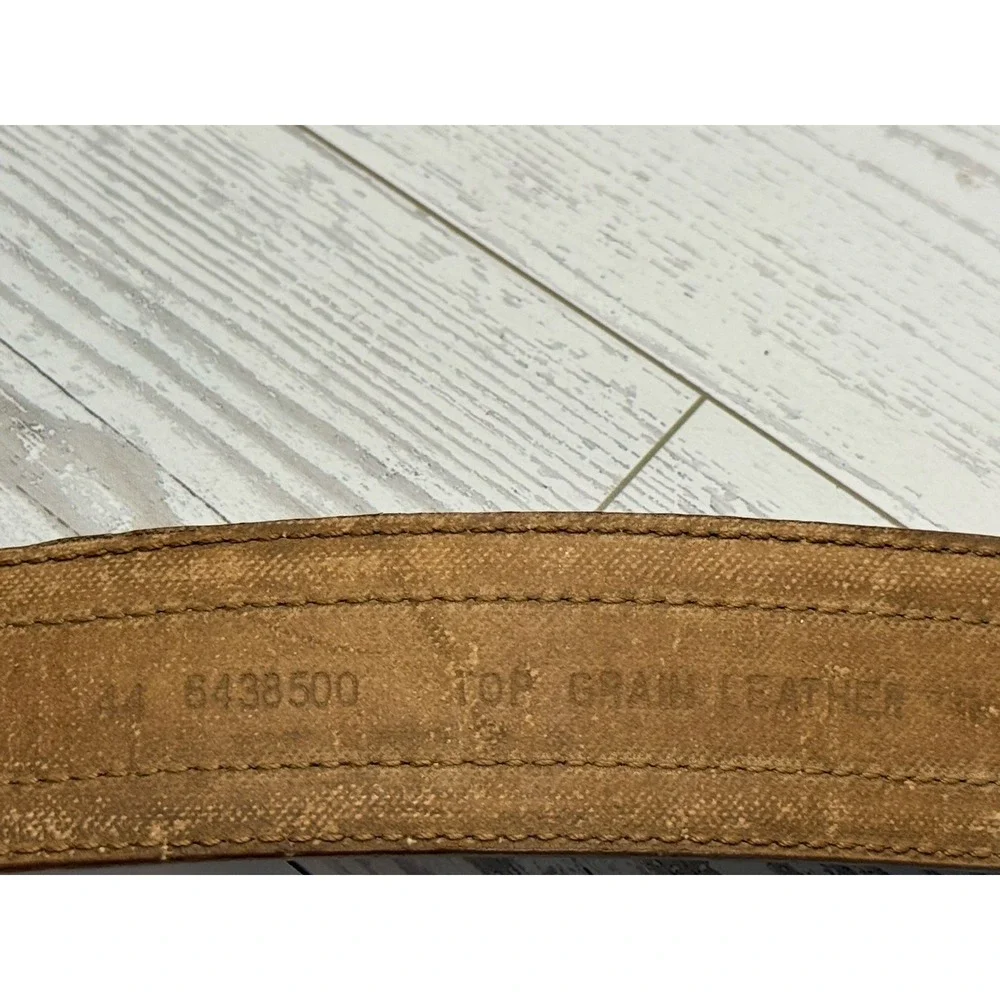 Vintage Brown and Ivory Perforated Leather Belt Men 45